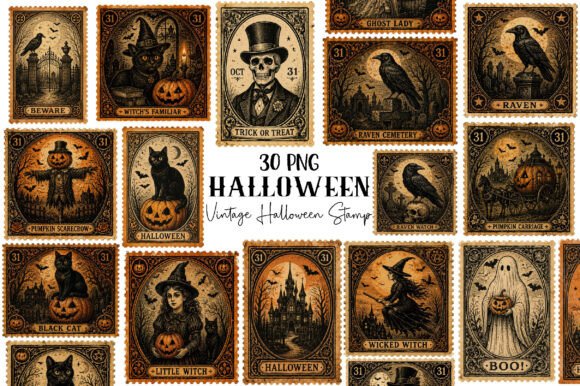 Download Vintage Halloween Stamp Clipart - Premium Resources