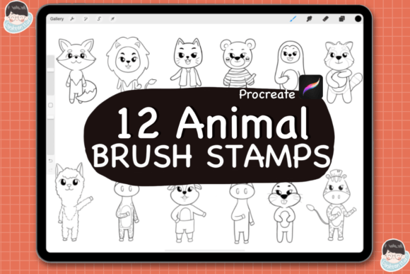 Download 12 Animal Procreate Brush Stamps,Doodle - Stamp Collection