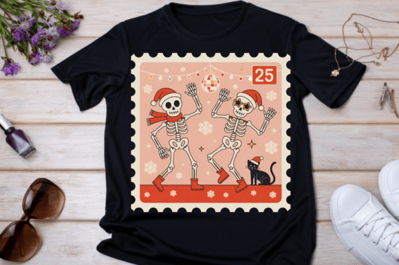 Download Skeleton Christmas Stamp PNG Design - Stamp Collection
