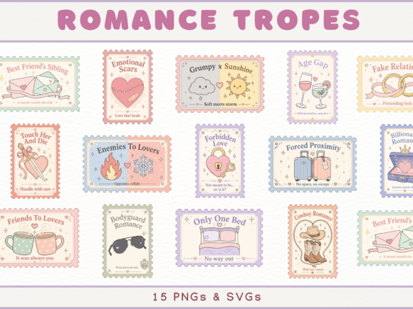 Download Romance Tropes Stamp Cliparts, Bookish - Premium Resources