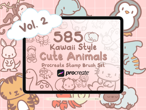 Download 585+ Kawaii Animals Procreate Stamps - Stamp Collection